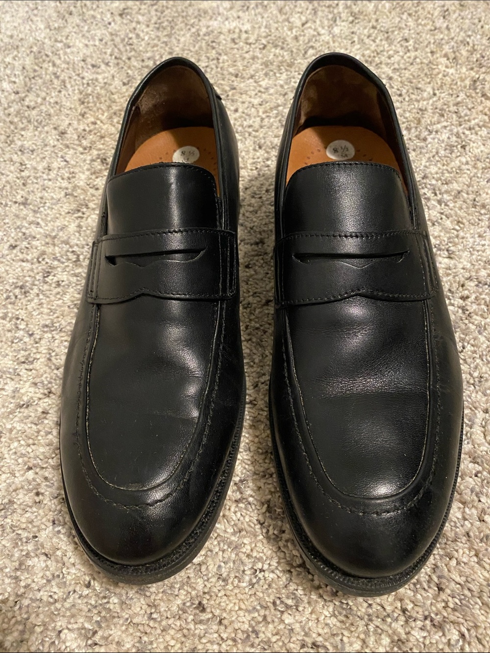 Johnston & Murphy Black Leather Penny Loafers